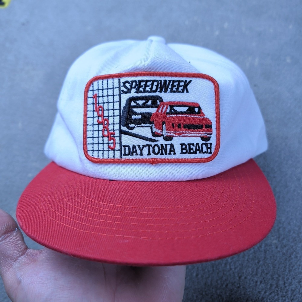 Unbranded Speedweek Daytona Beach Hat OSFM Mens White Red 1985 Racing Snapback
